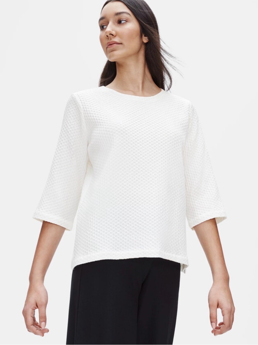 Eileen Fisher Tencel & Organic Cotton Honeycomb Box-Top Size M
